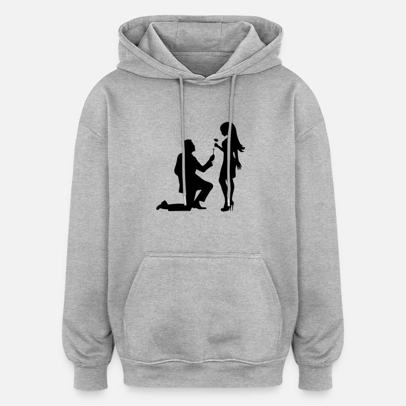 Engagement - Sweat à capuche oversize unisexe - gris chiné