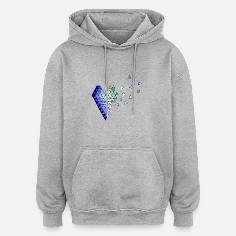Broken Heart - Oversized Unisex Hoodie - Grau meliert