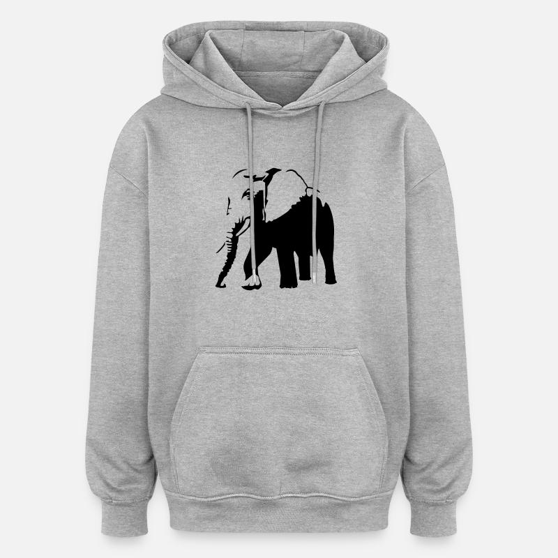 elefant - Oversized Unisex Hoodie - Grau meliert
