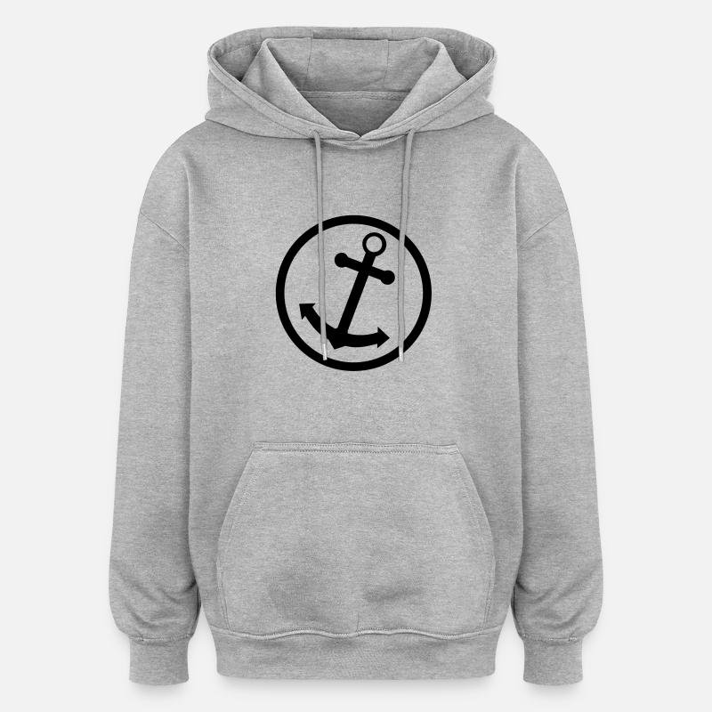 anker_symbol - Oversized Unisex Hoodie - Grau meliert
