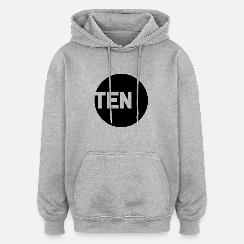 ten___f1 - Sweat à capuche oversize unisexe - gris chiné