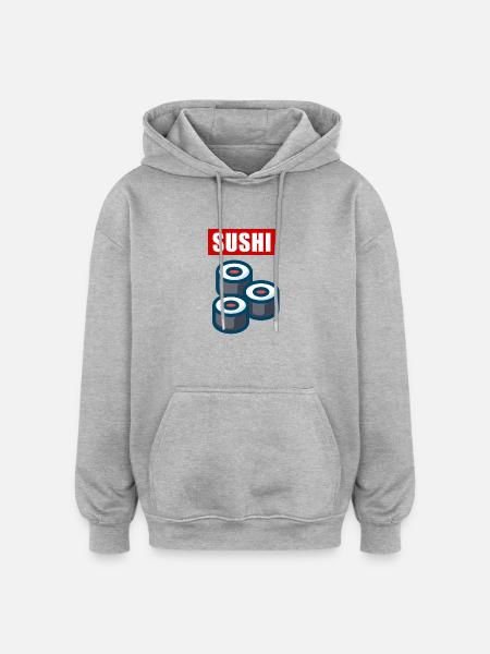 3 Sushi Rollen - Oversized Unisex Hoodie - Grau meliert