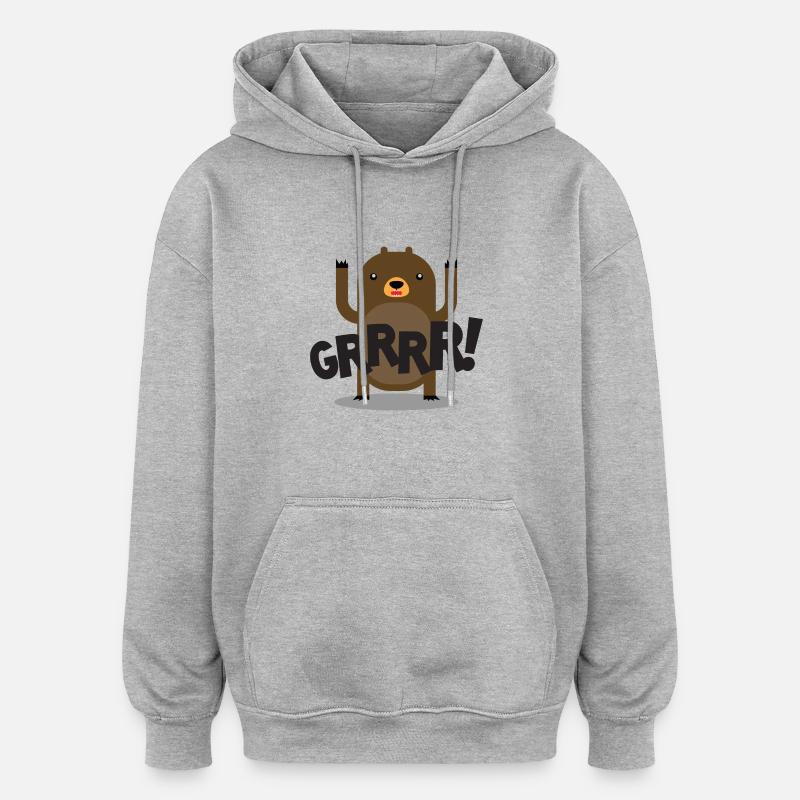grrrr - Sweat à capuche oversize unisexe - gris chiné