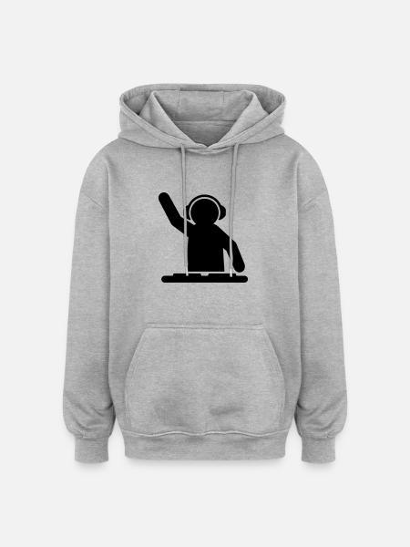 dj_vinyle___f1 - Sweat à capuche oversize unisexe - gris chiné