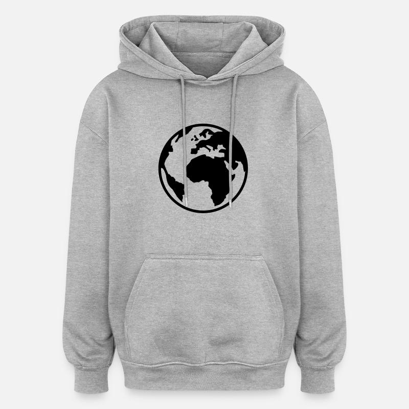 Terre - Monde - Globe - 1C - Sweat à capuche oversize unisexe - gris chiné