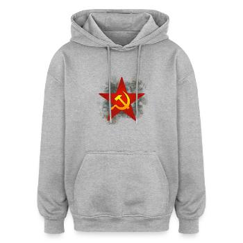 Emblème de l'étoile rouge soviétique - Sweat à capuche oversize unisexe - gris chiné - Devant - Noah (186cm)