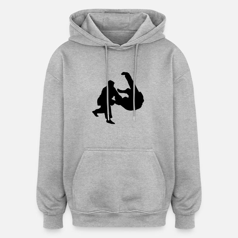 judo prise - Sweat à capuche oversize unisexe - gris chiné