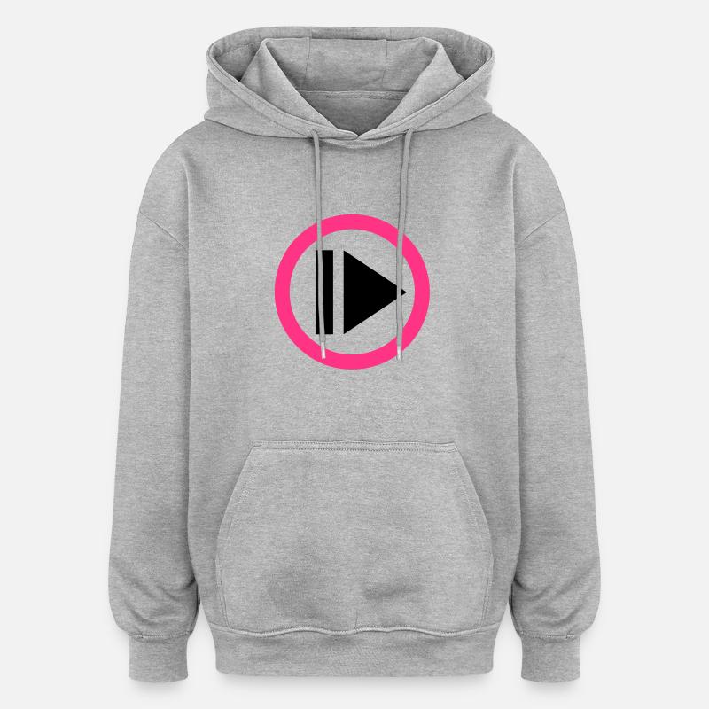 Play button - Sweat à capuche oversize unisexe - gris chiné