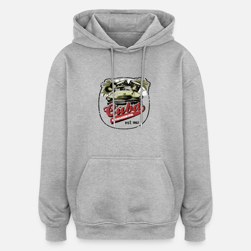 cubasolobraun - Sweat à capuche oversize unisexe - gris chiné