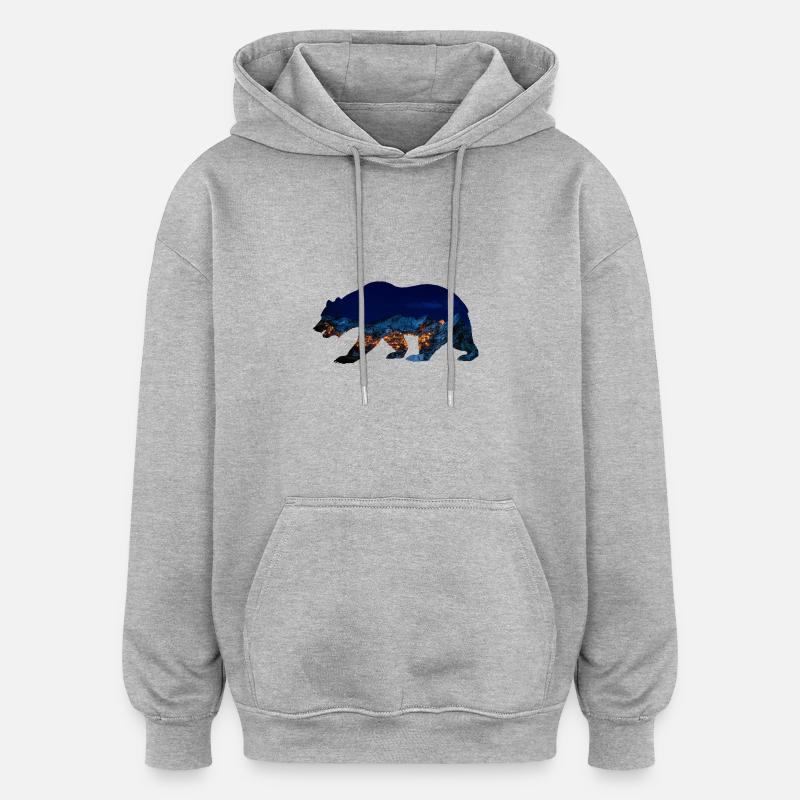 porter - Sweat à capuche oversize unisexe - gris chiné