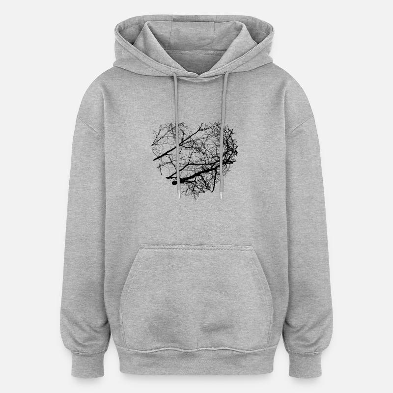 Cœur de l'arbre - Sweat à capuche oversize unisexe - gris chiné