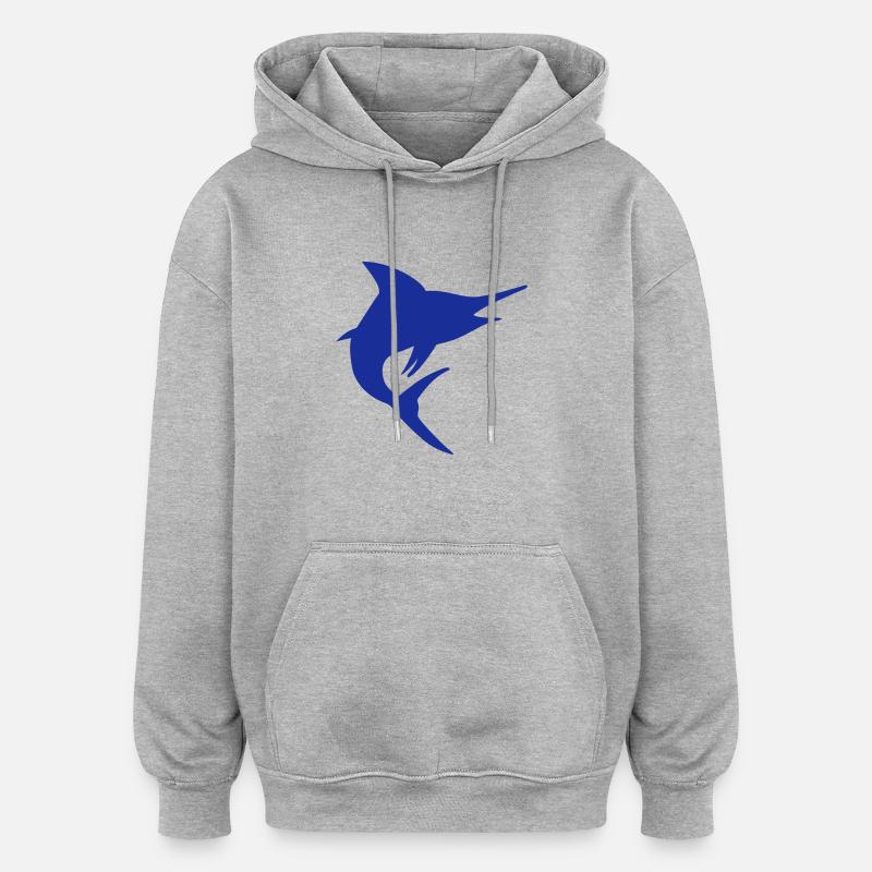 Marlin Poisson - Sweat à capuche oversize unisexe - gris chiné