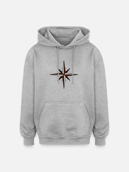 Nordstern - Oversized Unisex Hoodie - Grau meliert