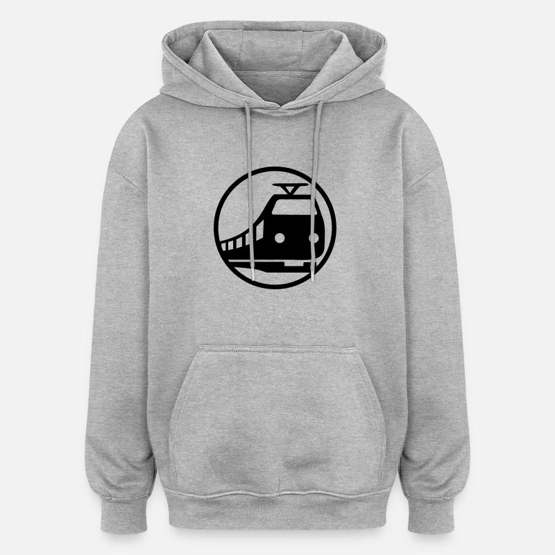 Train Icon - Sweat à capuche oversize unisexe - gris chiné