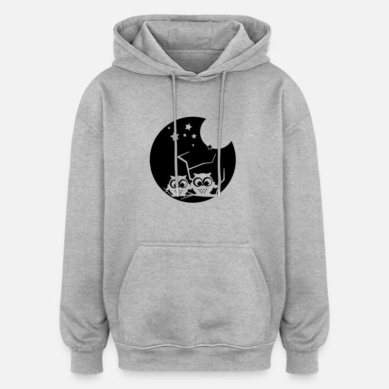 2 verträumte eulen - Oversized Unisex Hoodie - Grau meliert