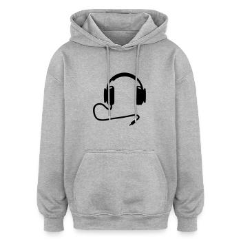 Kopfhörer - Oversized Unisex Hoodie - Grau meliert - Vorne - Noah (186cm)