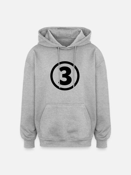 number three - Oversized Unisex Hoodie - heather grey