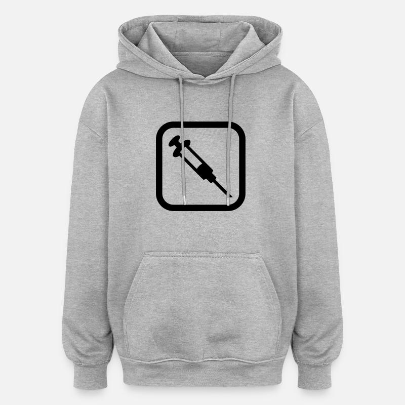Logo de la seringue - Sweat à capuche oversize unisexe - gris chiné