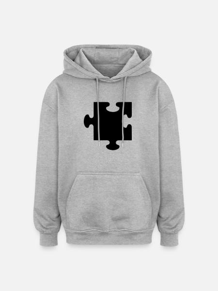 Puzzle - Sweat à capuche oversize unisexe - gris chiné