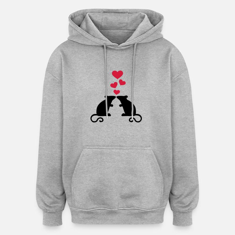 Maus - Oversized Unisex Hoodie - Grau meliert