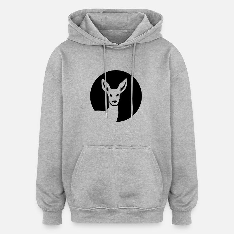 Chevreuil - Sweat à capuche oversize unisexe - gris chiné