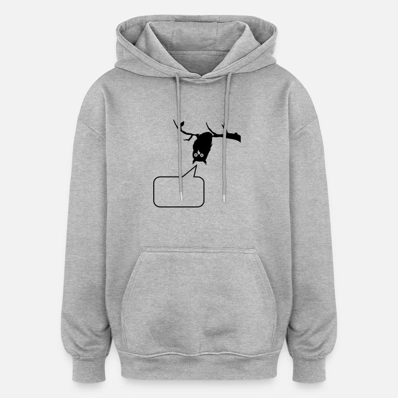 lustige Eule mit Sprechblase - Oversized Unisex Hoodie - Grau meliert