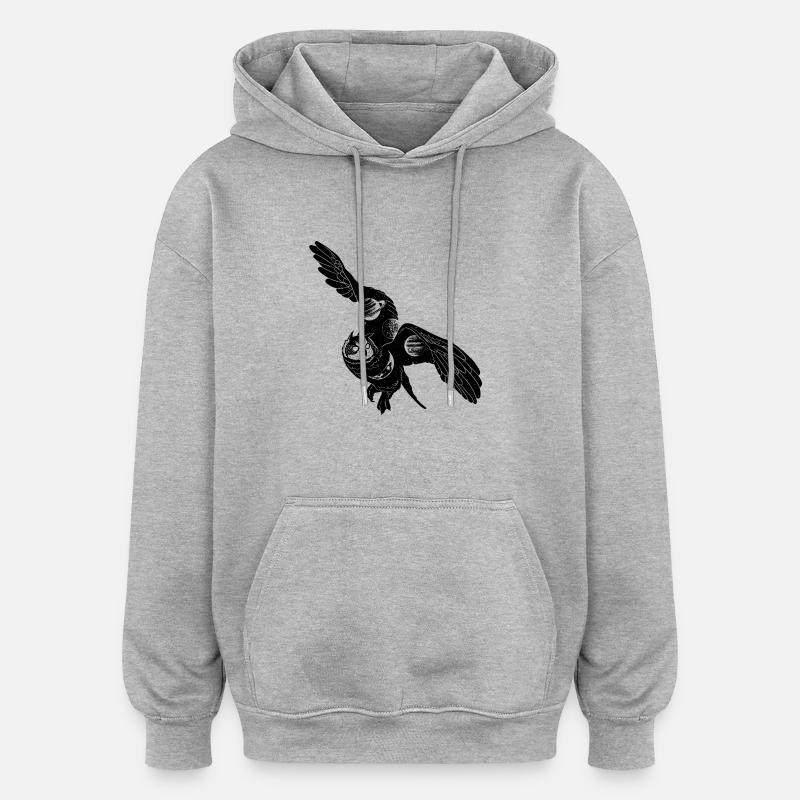 Universum Eule - Oversized Unisex Hoodie - Grau meliert