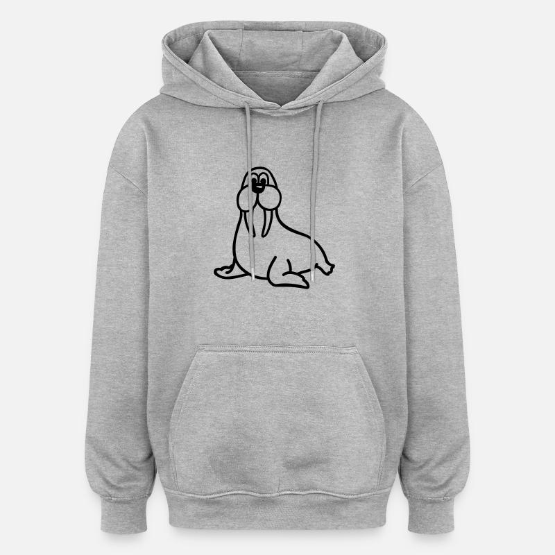 Morse - Sweat à capuche oversize unisexe - gris chiné