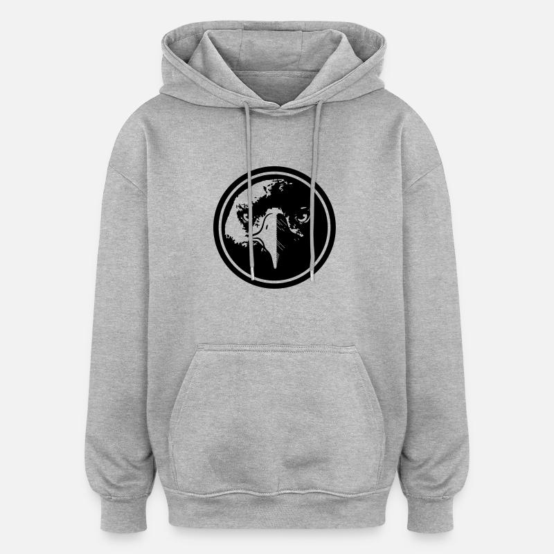 Eagle Eagle head button - Oversized Unisex Hoodie - heather grey