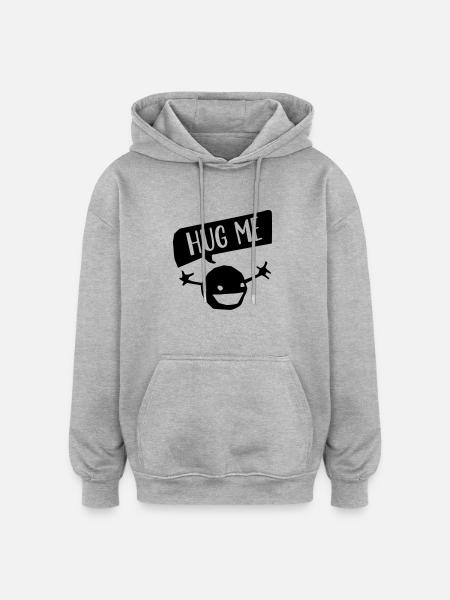 Hug Me - Oversized Unisex Hoodie - Grau meliert