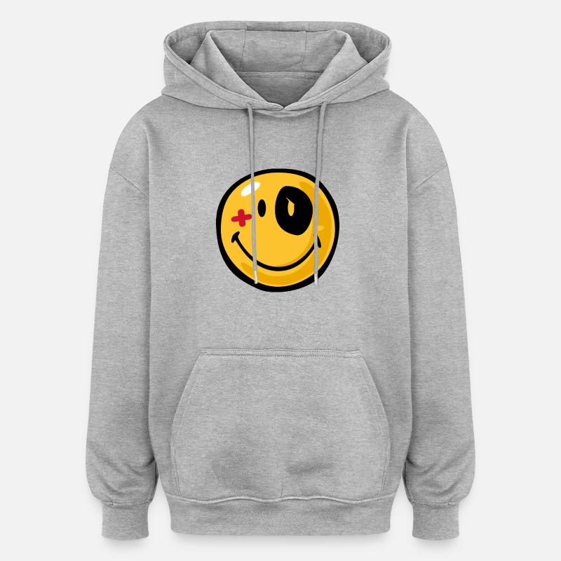 Smiley black eyed - Sweat à capuche oversize unisexe - gris chiné
