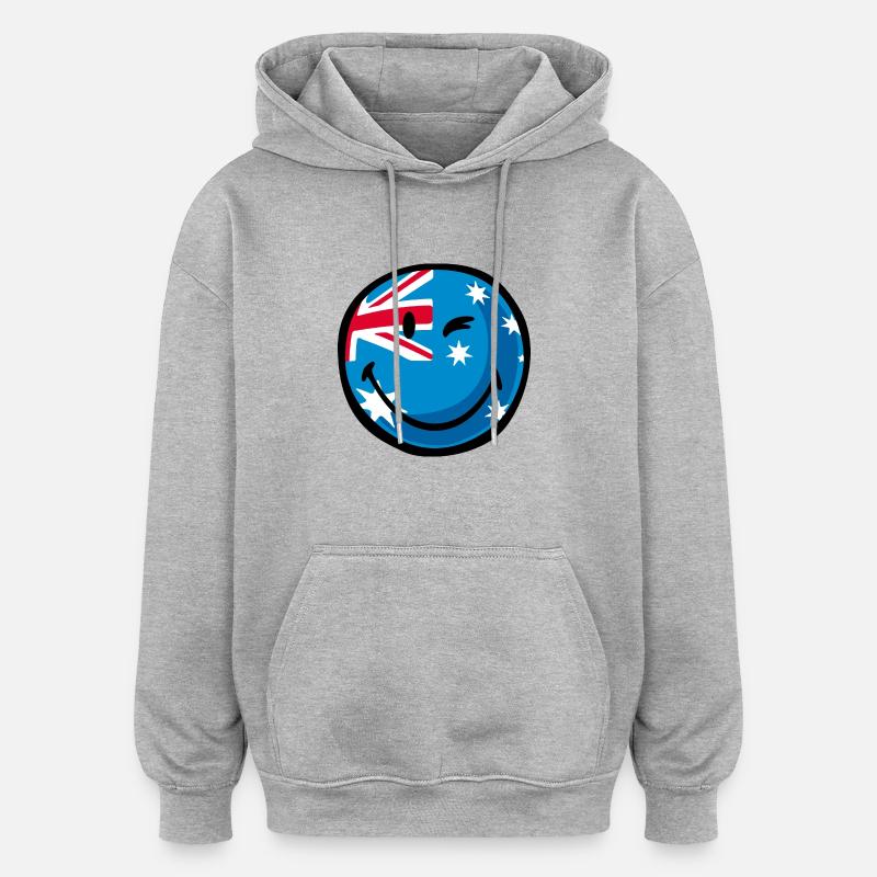 Smiley Flag Australia - Sweat à capuche oversize unisexe - gris chiné