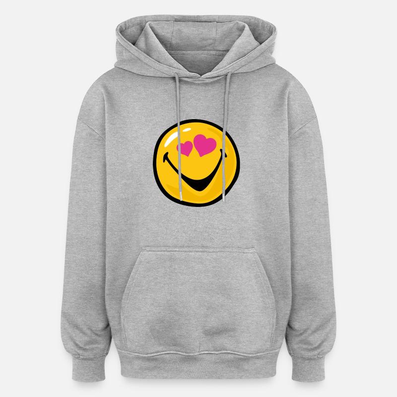 Smiley Love Hit - Sweat à capuche oversize unisexe - gris chiné