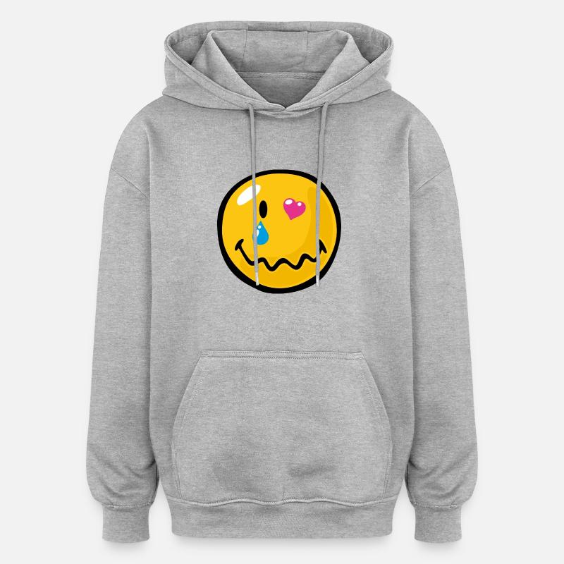 Smiley Love Sentimentality - Sweat à capuche oversize unisexe - gris chiné