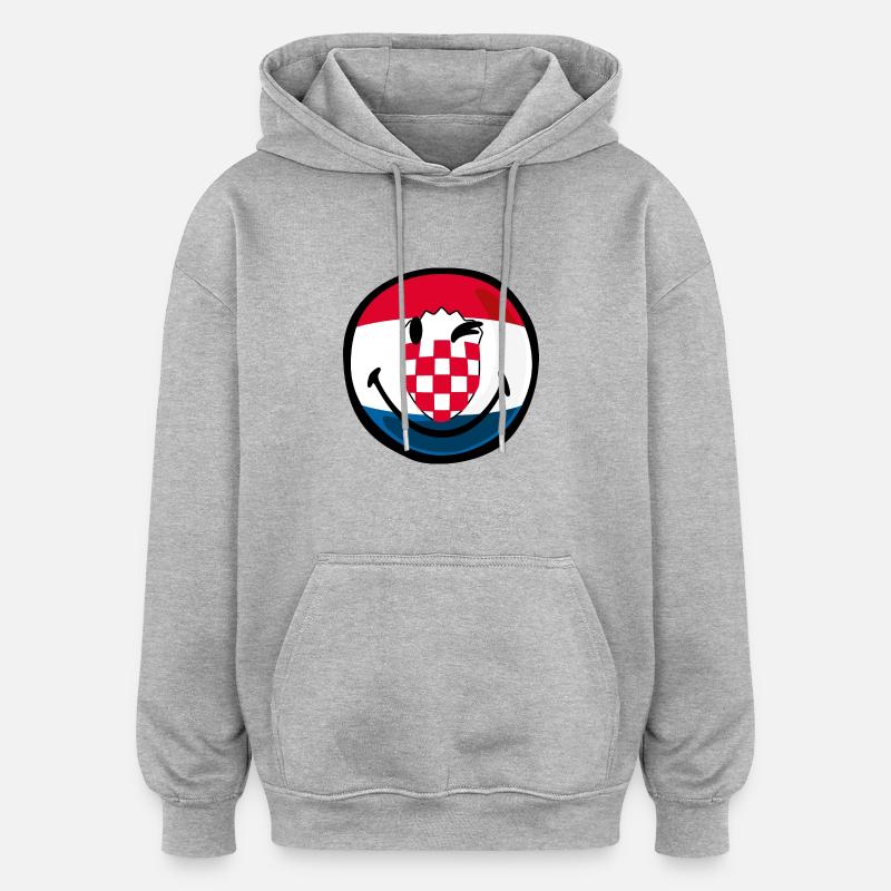 Smiley Croatia - Sweat à capuche oversize unisexe - gris chiné
