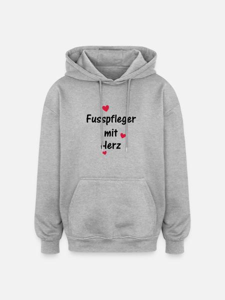 Fusspfleger mit Herz - Oversized Unisex Hoodie - Grau meliert