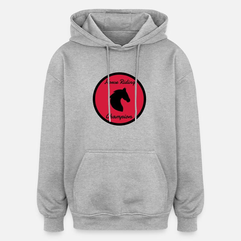Equitation / Cheval / Cavalier / Equestre - Sweat à capuche oversize unisexe - gris chiné