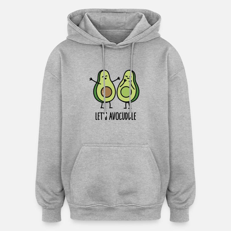 Let's avocuddle - Sweat à capuche oversize unisexe - gris chiné