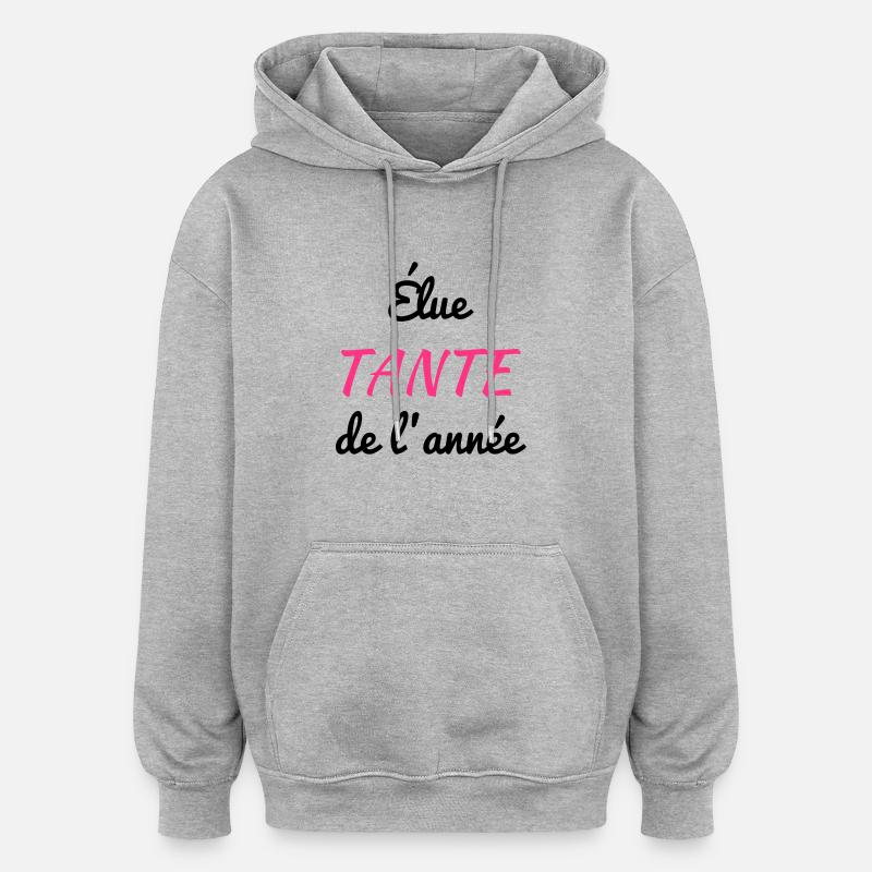 Oncle / Tante / Cousin / Cousine - Sweat à capuche oversize unisexe - gris chiné