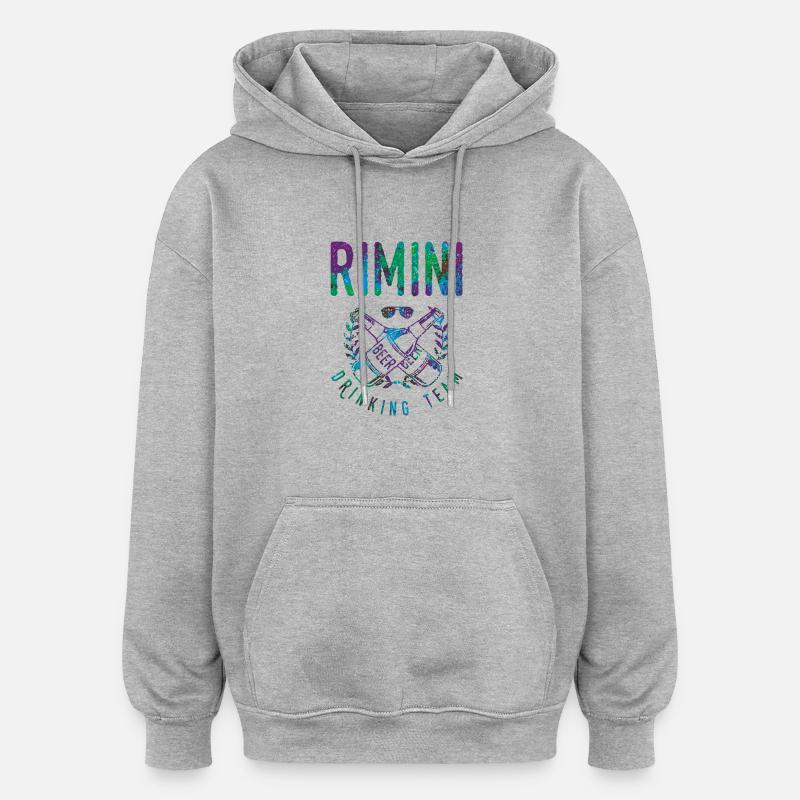 rimini drinking team - Oversized Unisex Hoodie - Grau meliert