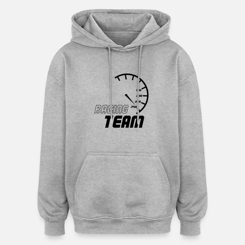 racing_team_001 - Sweat à capuche oversize unisexe - gris chiné