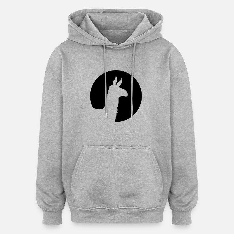 lama - Sweat à capuche oversize unisexe - gris chiné