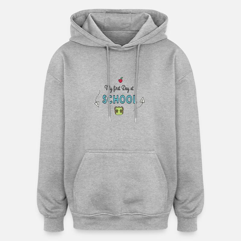 Mon premier jour à l'école - Sweat à capuche oversize unisexe - gris chiné