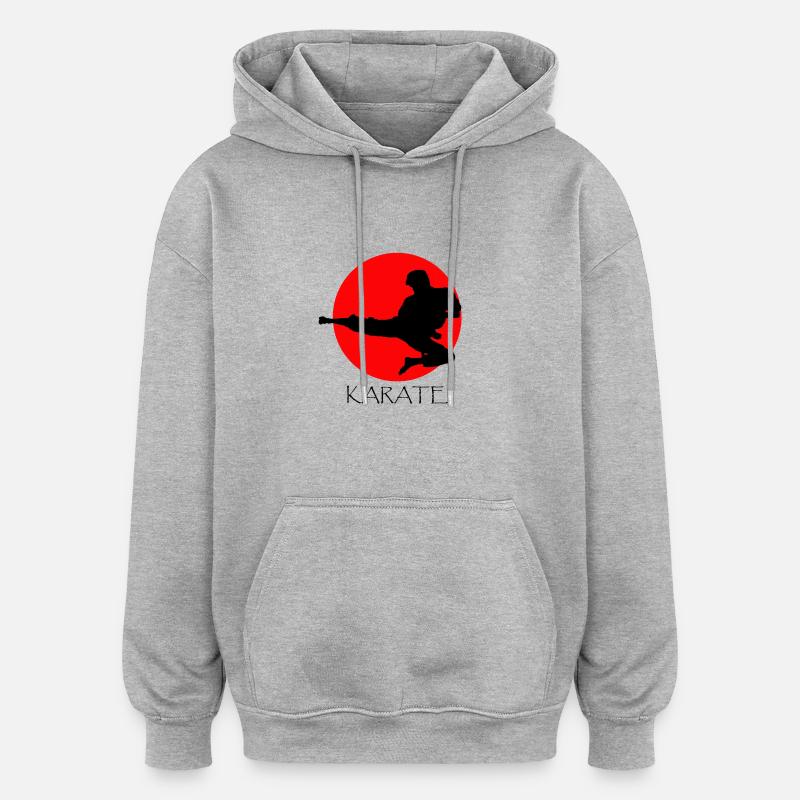 karaté - Sweat à capuche oversize unisexe - gris chiné