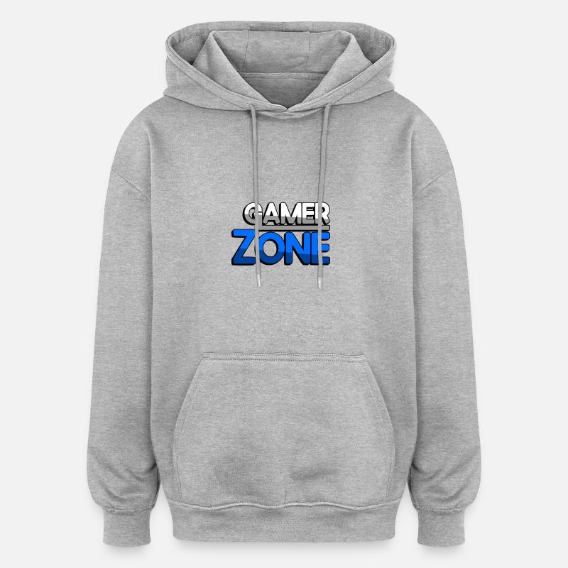 GAMER ZONE (Bleu) - Jeux - Sweat à capuche oversize unisexe - gris chiné