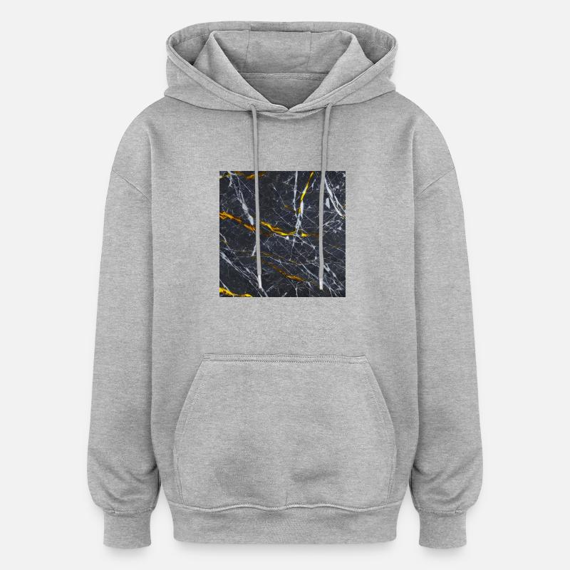 Marmor Schwarz Gold Textur - Oversized Unisex Hoodie - Grau meliert