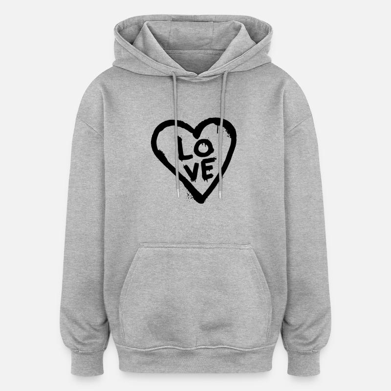 J’ADORE LE GRAFFITI - Sweat à capuche oversize unisexe - gris chiné