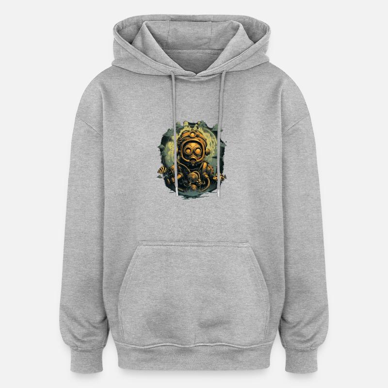 Plongeur - Sweat à capuche oversize unisexe - gris chiné