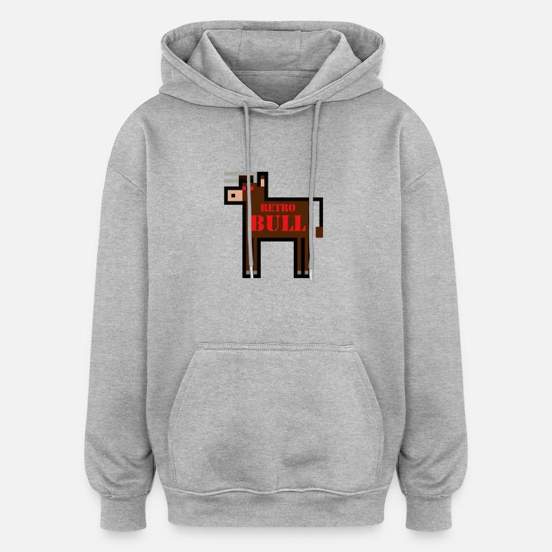 Retro-Stier - Oversized Unisex Hoodie - Grau meliert