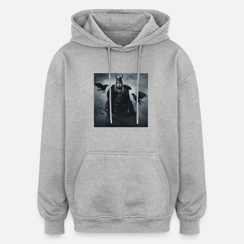 Corbeaux d’Odin - Sweat à capuche oversize unisexe - gris chiné